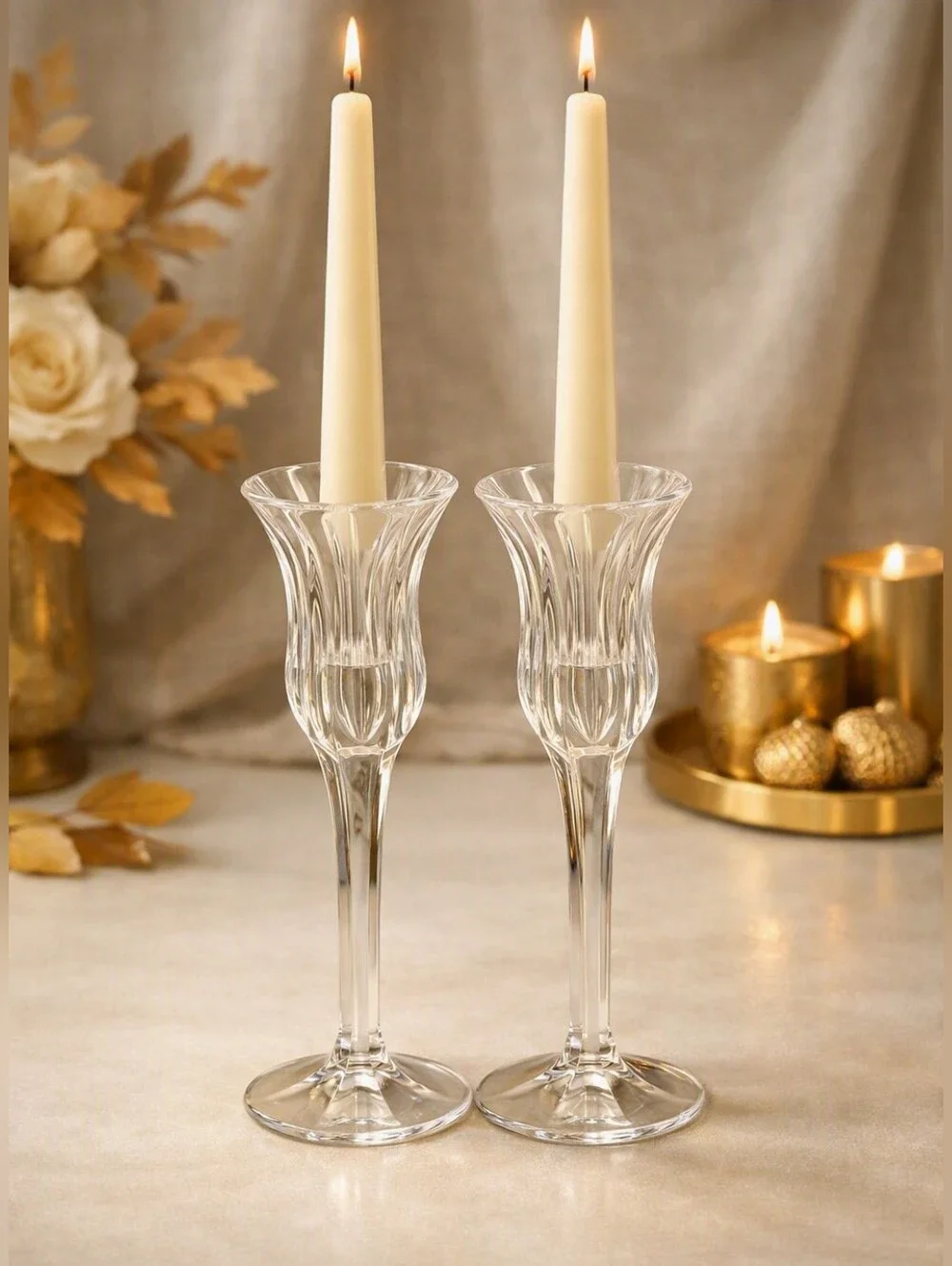 Mikasa “Elegant Icicles” Crystal Candlestick Holders – Set of 2, R082626-1